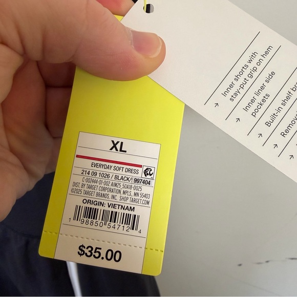 NWT All In Motion Everyday Soft Dress Black Size XL Tennis Built In Shorts /Bra - Picture 4 of 8